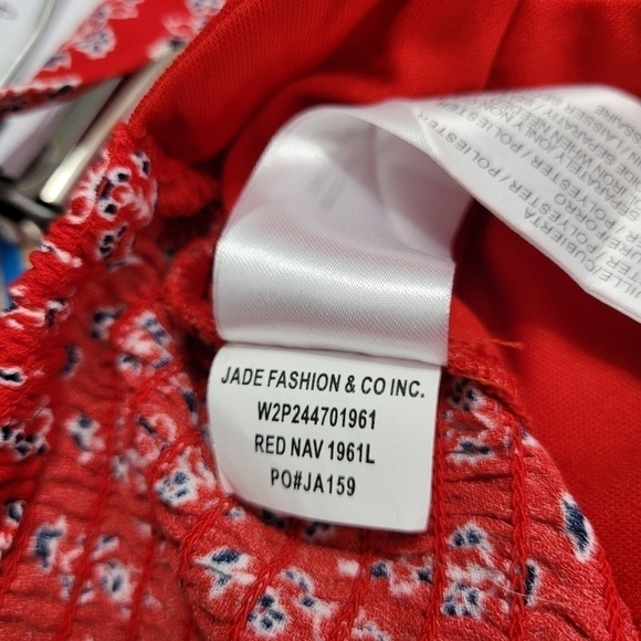 𝅺RED Floral Crop Tube Top Molded Cups Adjustable Straps Size L Band of Gypsies - Picture 9 of 9